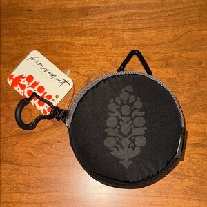 Free People Movement Essentials Only Black Round Pouch with Clip NWT